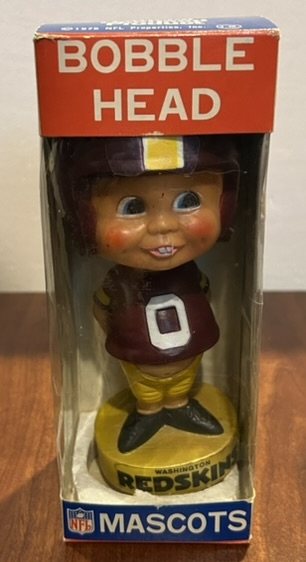 VINTAGE 70's WASHINGTON REDSKINS BOBBING HEAD w/BOX