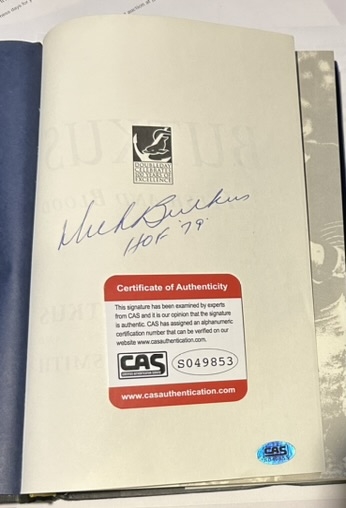 DICK BUTKUS AUTOGRAPHED BOOK w/CAS COA