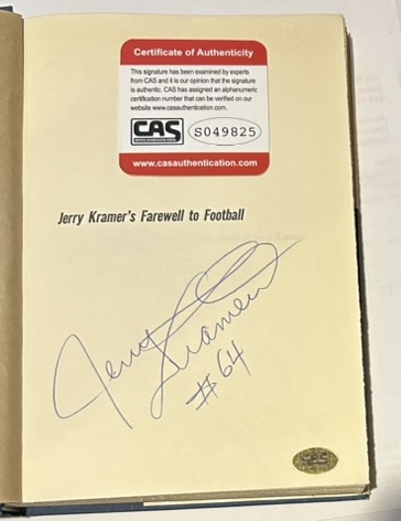 JERRY KRAMER AUTOGRAPHED BOOK w/CAS COA