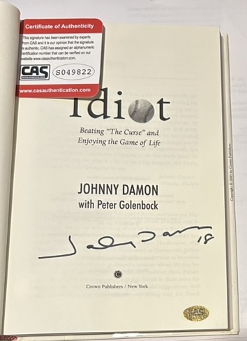 JOHNNY DAMON AUTOGRAPHED BOOK w/CAS COA