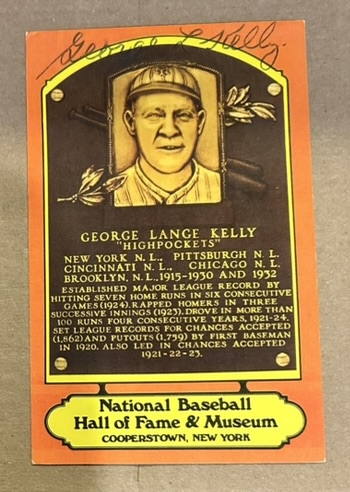 GEORGE KELLY SIGNED HOF POSTCARD w/JSA COA