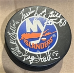  "NEW YORK ISLANDERS" MULTI SIGNED PUCK w/CAS COA