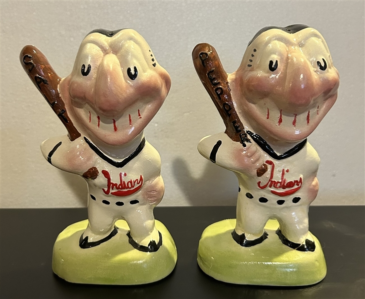 50's CLEVELAND INDIANS GIBBS-CONNER MASCOT SALT & PEPPER SHAKERS