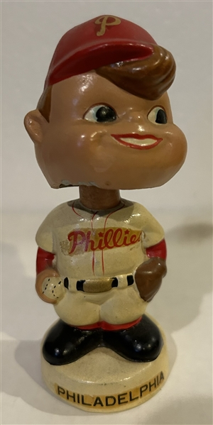 60's PHILADELPHIA PHILLIES mini BOBBING HEAD - MOON FACE -RARE