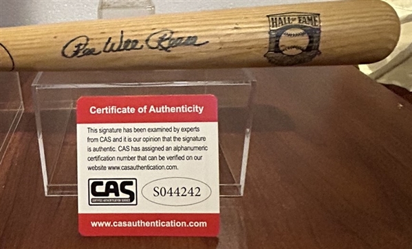 PEE WEE REESE SIGNED HOF mini BAT w/CAS COA