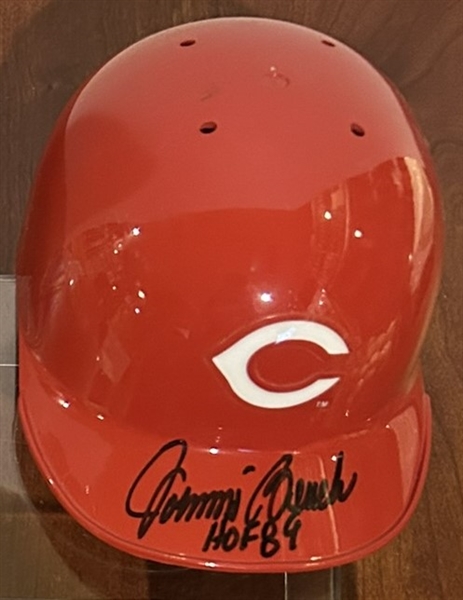 JOHNNY BENCH SIGNED mini HELMET w/CAS COA