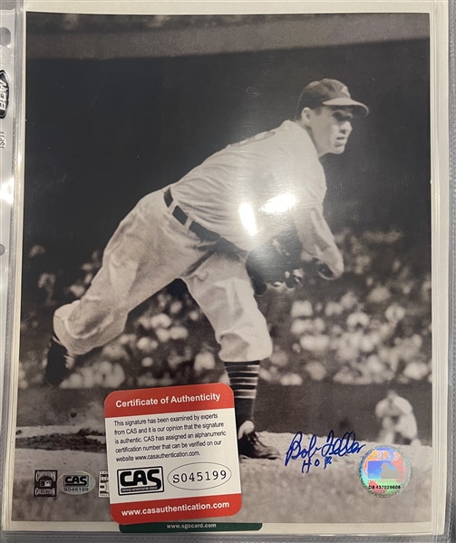 8x10 SIGNED BOB FELLER PHOTO W/CAS COA