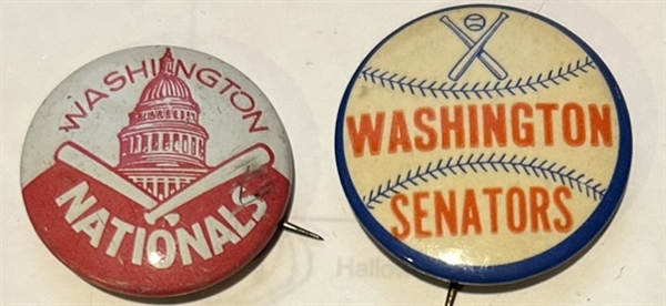 VINTAGE WASHINGTON SENATORS/NATIONALS PINS - 2 DIFFERENT