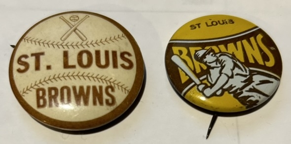 VINTAGE ST. LOUIS BROWNS PINS - 2 DIFFERENT