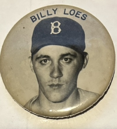 VINTAGE 50's BILLY LOES BROOKLYN DODGERS PIN -VERY  RARE