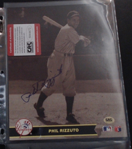 8x10 AUTO OF PHIL RIZZUTO W/CAS COA