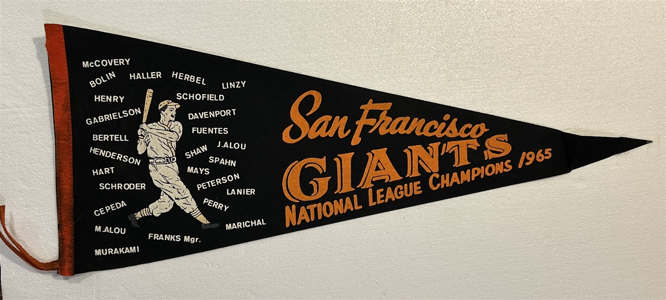 VINTAGE 1965 SAN FRANCISCO GIANTS N.L. CHAMPS PHANTOM PENNANT