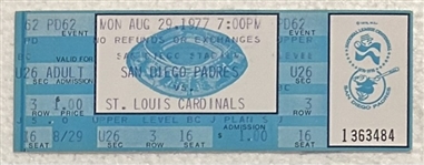 VINTAGE 1977 LOU BROCK BREAKS STOLEN BASE RECORD" TICKET