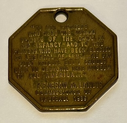 VINTAGE 1939 HALL OF FAME MEDALLION