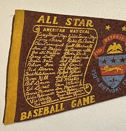 VINTAGE 1951 MLB ALL-STAR GAME PENNANT @ BRIGGS STADIUM-DETROIT