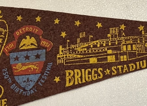 VINTAGE 1951 MLB ALL-STAR GAME PENNANT @ BRIGGS STADIUM-DETROIT