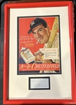 VINTAGE WILLIAM BENDIX AS BABE RUTH SIGNED FRAMED CIGARETTE AD w/JSA COA