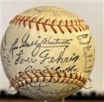 HALL OF FAME FACSIMILE SIGNED BASEBALL-w/RUTH & GEHRIG