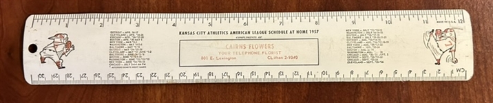 1957 KANSAS CITY ATHLETICS SCHEDULE/RULER