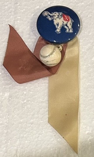 VINTAGE PHILADELPHIA ATHLETICS PIN w/RIBBON & CHARM