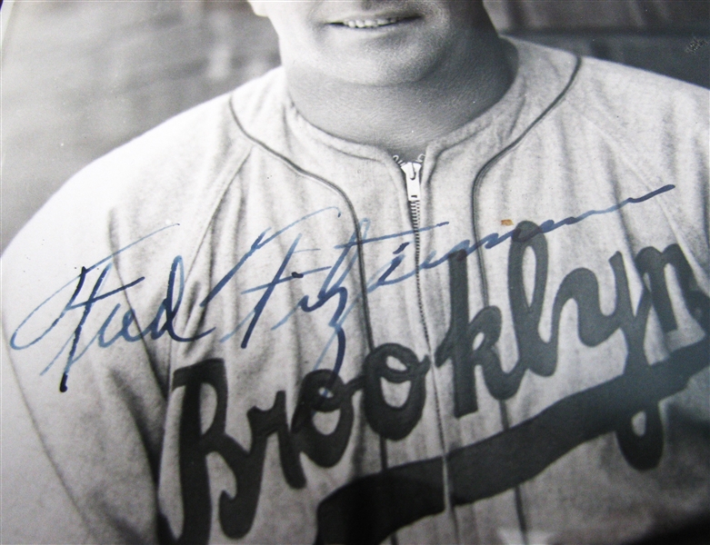 30's FREDDY FITZSIMMONS BROOKLYN DODGERS SIGNED GEO. BURKE PHOTO w/COA