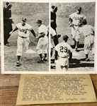 1953 BROOKLYN DODGERS "OPENING DAY" WIRE PHOTO w/SNIDER & CAMPANELLA