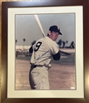 TED WILLIAMS SIGNED 15" x 20" FRAMED PHOTO w/JSA LOA