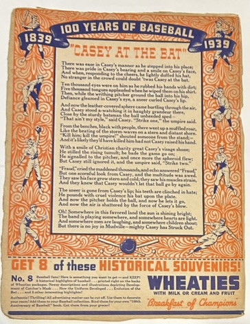 1939 CASEY AT THE BAT WHEATIES PANEL