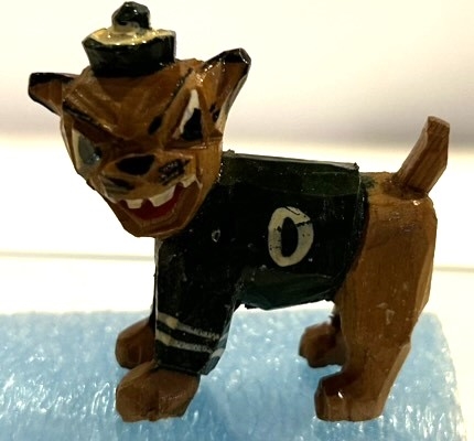 50s OHIO BOBCATS ANRI WOOD-CARVED MASCOT STATUE