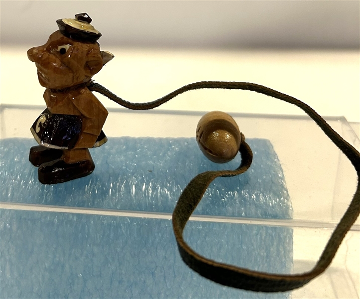 50s COLGATE RED RAIDERS ANRI WOOD-CARVED MASCOT KEY CHAIN