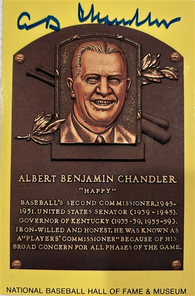 ALBERT HAPPY CHANDLER SIGNED HOF POSTCARD w/JSA