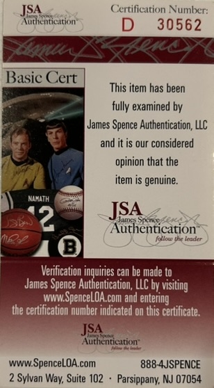 HARRY HOOPER SIGNED PHOTO CARD w/JSA COA