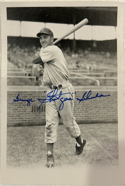 GEORGE SHOTGUN SHUBA BROOKLYN DODGERS SIGNED POSTCARD w/JSA