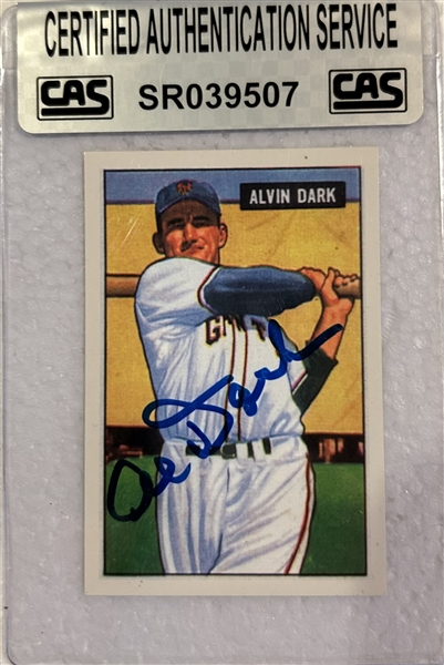 ALVIN DARK SIGNED 1951 BOWMAN REPRINT BASEBALL CARD w/CAS