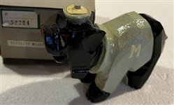 50s MICHIGAN WOLVERINES "ANRI" WOOD-CARVED MASCOT STATUE w/BOX