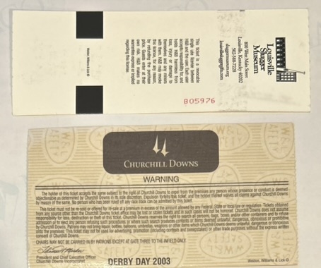 2003 KENTUCKY DERBY TICKET & LANYARD