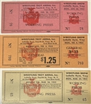 1952 PROFESSIONAL WRESTLING UNUSED TICKETS - 3 DIFFERENT DATES