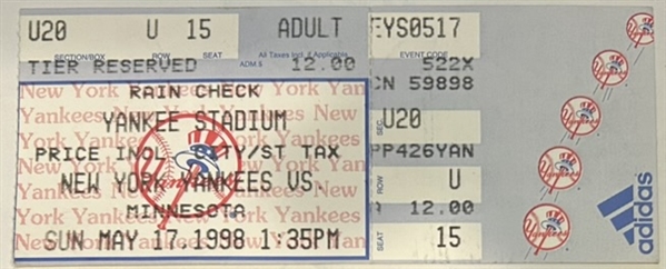 1998 DAVID WELLS PERFECT GAME TICKET