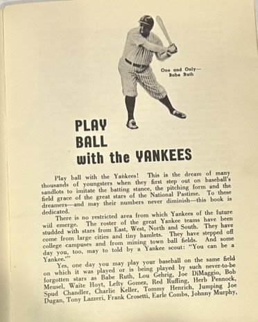 1950 PLAY BALL WITH THE YANKEES RECRUITMENT BOOKLET- VERY RARE