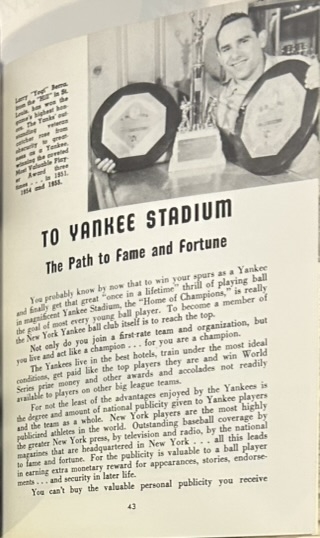 1958 PLAY BALL WITH THE YANKEES RECRUITMENT BOOKLET