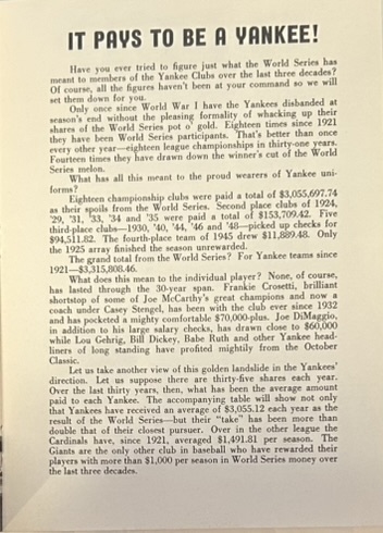 1952 PLAY BALL WITH THE YANKEES RECRUITMENT BOOKLET