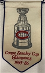 1985-86 MONTREAL CANADIANS "STANLEY CUP CHAMPIONS" BANNER