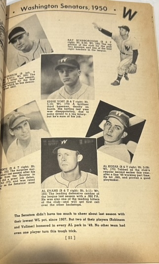 1950 WHO's WHO IN THE MAJOR LEAGUES GUIDE w/KINER COVER