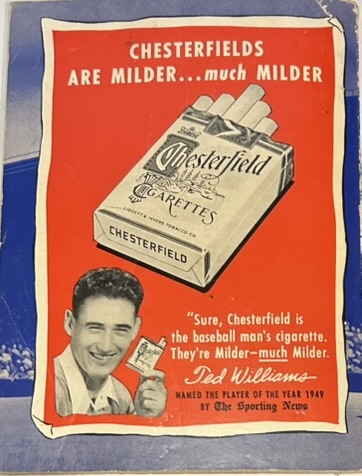 1950 BASEBALL RECORD BOOK w/TED WILLIAMS COVER