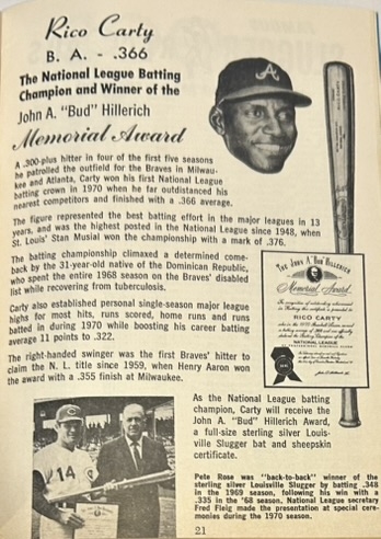 1971 FAMOUS SLUGGER YEARBOOK w/JOHNNY BENCH COVER
