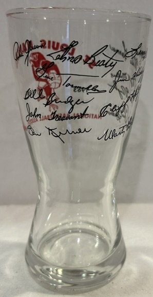 1965-66 ST. LOUIS HAWKS GLASS w/PLAYER SIGNATURES