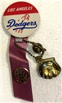 VINTAGE LOS ANGELES DODGERS PIN w/RIBBON & CHARMS
