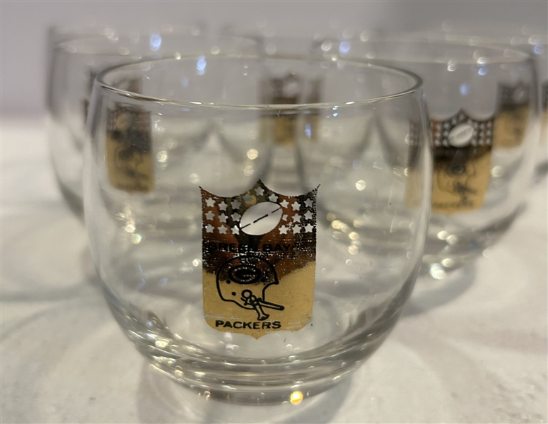 VINTAGE GREEN BAY PACKERS TUMBLER GLASSES- 6