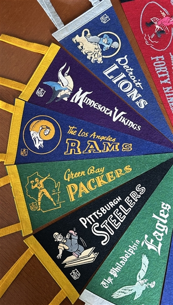 60s COMPLETE SET OF 14 NFL TEAM PENNANTS