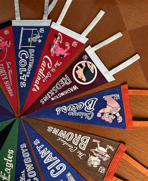 60s COMPLETE SET OF 14 NFL TEAM PENNANTS